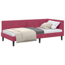 vidaXL Sarokágy keret fejtámlával Bordó 90 cm x 190 cm Bársony