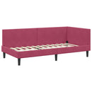 vidaXL Sarokágy keret fejtámlával Bordó 90 cm x 190 cm Bársony