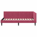 vidaXL Sarokágy keret fejtámlával Bordó 90 cm x 190 cm Bársony