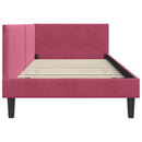 vidaXL Sarokágy keret fejtámlával Bordó 90 cm x 190 cm Bársony