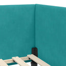 vidaXL Sarokágy keret fejtámlával Türkiz 90 cm x 190 cm Bársony