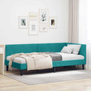 vidaXL Sarokágy keret fejtámlával Türkiz 90 cm x 190 cm Bársony