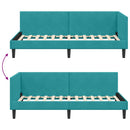 vidaXL Sarokágy keret fejtámlával Türkiz 90 cm x 190 cm Bársony