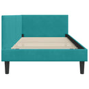 vidaXL Sarokágy keret fejtámlával Türkiz 90 cm x 190 cm Bársony