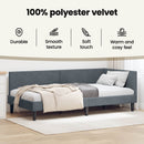 vidaXL Sarokágy keret fejtámlával Sötétszürke 90 cm x 200 cm Bársony