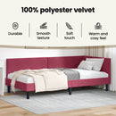 vidaXL Sarokágy keret fejtámlával Bordó 90 cm x 200 cm Bársony