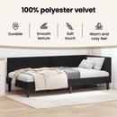 vidaXL Sarokágy keret fejtámlával Fekete 90 cm x 200 cm Bársony