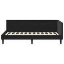 vidaXL Sarokágy keret fejtámlával Fekete 90 cm x 200 cm Bársony