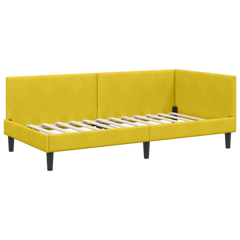 vidaXL Sarokágy keret fejtámlával Sárga 90 cm x 200 cm szövet