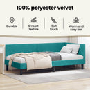 vidaXL Sarokágy keret fejtámlával Türkiz 90 cm x 200 cm Bársony