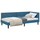 vidaXL Sarokágy keret fejtámlával Kék 100 cm x 200 cm Bársony