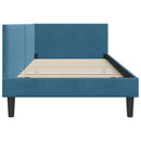 vidaXL Sarokágy keret fejtámlával Kék 100 cm x 200 cm Bársony