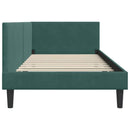 vidaXL Sarokágy keret fejtámlával Sötétzöld 100 cm x 200 cm Bársony