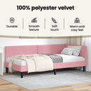 vidaXL Sarokágy keret fejtámlával Rózsaszín 100 cm x 200 cm Bársony