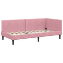vidaXL Sarokágy keret fejtámlával Rózsaszín 100 cm x 200 cm Bársony