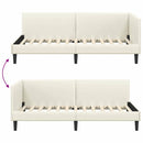 vidaXL Sarokágy keret fejtámlával Krém 100 cm x 200 cm szövet