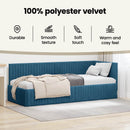 vidaXL Sarokágy keret fejtámlával Kék 80 cm x 200 cm Bársony