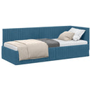 vidaXL Sarokágy keret fejtámlával Kék 80 cm x 200 cm Bársony