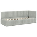 vidaXL Sarokágy keret fejtámlával Világosszürke 80 cm x 200 cm Bársony