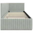 vidaXL Sarokágy keret fejtámlával Világosszürke 80 cm x 200 cm Bársony