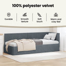 vidaXL Sarokágy keret fejtámlával Sötétszürke 80 cm x 200 cm Bársony