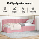 vidaXL Sarokágy keret fejtámlával Rózsaszín 80 cm x 200 cm Bársony