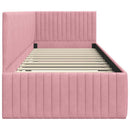 vidaXL Sarokágy keret fejtámlával Rózsaszín 80 cm x 200 cm Bársony