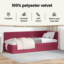 vidaXL Sarokágy keret fejtámlával Bordó 80 cm x 200 cm Bársony