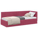 vidaXL Sarokágy keret fejtámlával Bordó 80 cm x 200 cm Bársony