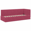 vidaXL Sarokágy keret fejtámlával Bordó 80 cm x 200 cm Bársony