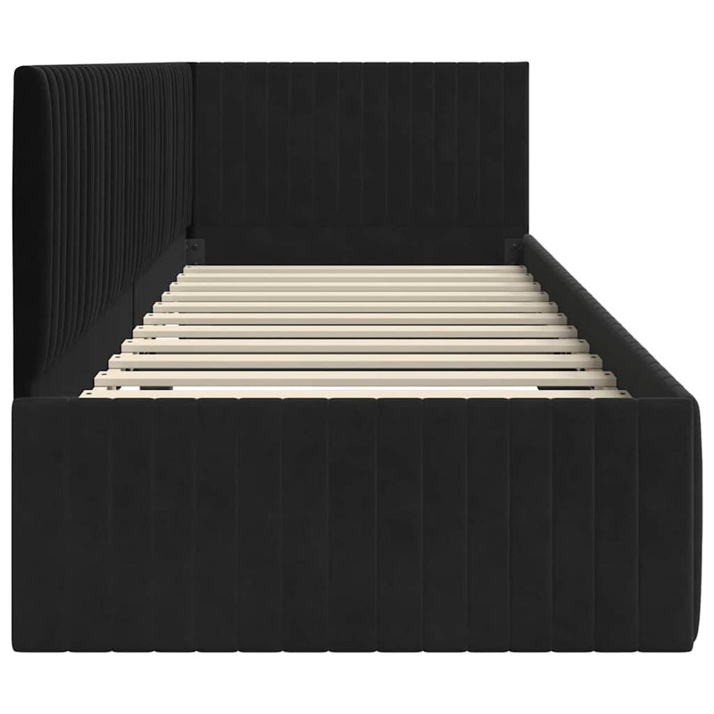 vidaXL Sarokágy keret fejtámlával Fekete 80 x 200 cm Bársony