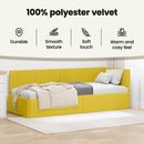 vidaXL Sarokágy keret fejtámlával Sárga 80 cm x 200 cm Bársony