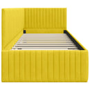 vidaXL Sarokágy keret fejtámlával Sárga 80 cm x 200 cm Bársony