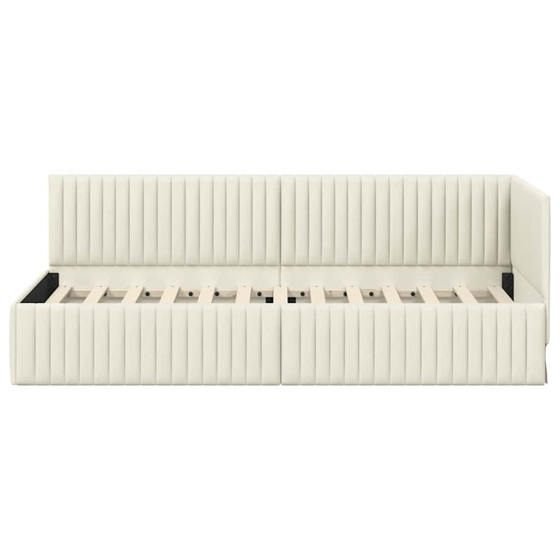 vidaXL Sarokágy keret fejtámlával Krém 80 x 200 cm Bársony