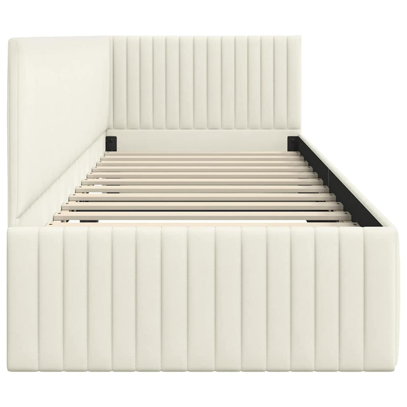 vidaXL Sarokágy keret fejtámlával Krém 80 x 200 cm Bársony