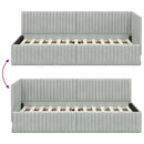 vidaXL Sarokágy keret fejtámlával Világosszürke 90 x 190 cm Bársony