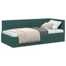 vidaXL Sarokágy keret fejtámlával Sötétzöld 90 cm x 190 cm Bársony