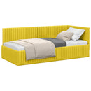 vidaXL Sarokágy keret fejtámlával Sárga 90 cm x 190 cm Bársony