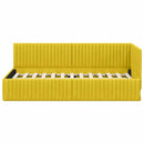 vidaXL Sarokágy keret fejtámlával Sárga 90 cm x 190 cm Bársony