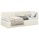 vidaXL Sarokágy keret fejtámlával Krém 90 cm x 190 cm Bársony