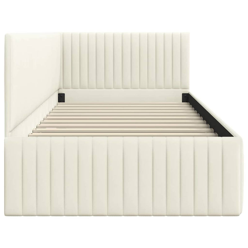 vidaXL Sarokágy keret fejtámlával Krém 90 x 190 cm Bársony