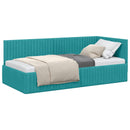 vidaXL Sarokágy keret fejtámlával Türkiz 90 cm x 190 cm Bársony