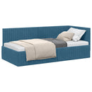 vidaXL Sarokágy keret fejtámlával Kék 90 cm x 200 cm Bársony