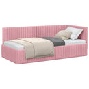 vidaXL Sarokágy keret fejtámlával Rózsaszín 90 cm x 200 cm Bársony