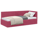 vidaXL Sarokágy keret fejtámlával Bordó 90 cm x 200 cm Bársony