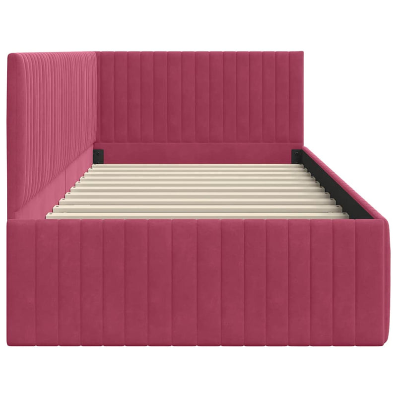 vidaXL Sarokágy keret fejtámlával bordó 90 x 200 cm Bársony