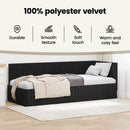 vidaXL Sarokágy keret fejtámlával Fekete 90 cm x 200 cm Bársony