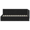 vidaXL Sarokágy keret fejtámlával Fekete 90 x 200 cm Bársony