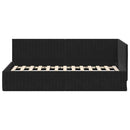 vidaXL Sarokágy keret fejtámlával Fekete 90 cm x 200 cm Bársony