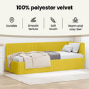 vidaXL Sarokágy keret fejtámlával Sárga 90 cm x 200 cm Bársony